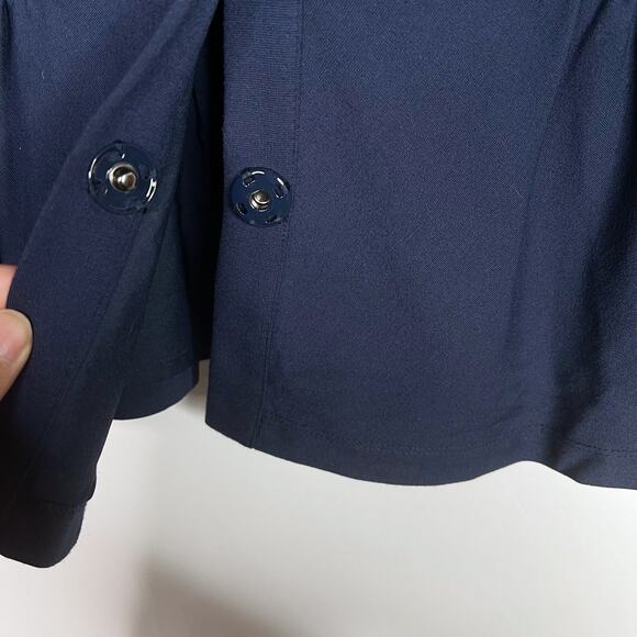 Vineyard Vines Womens 2 Navy Blue Grosgrain Bow Ponte Knit Blazer Jacket Peplum - Picture 5 of 7